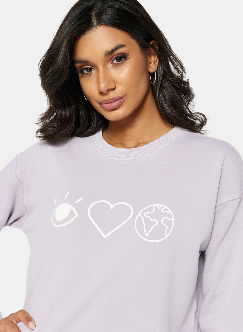 سيفي x دي‘اتيلير Eco-Friendly Boxy Long Sleeve Loungewear T-Shirt Lilac