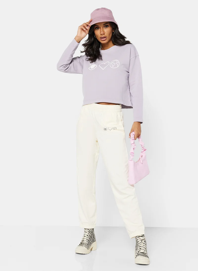 سيفي x دي‘اتيلير Eco-Friendly Boxy Long Sleeve Loungewear T-Shirt Lilac