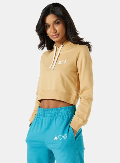 Sivvi x D'Atelier Eco-Friendly Logo Loungewear Cropped Hoodie Pale Yellow