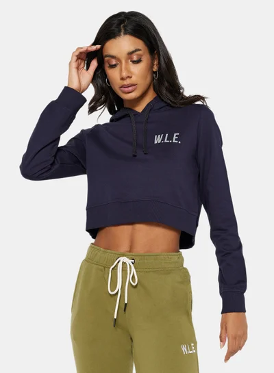 Sivvi x D'Atelier Eco-Friendly Logo Loungewear Cropped Hoodie Night Sky