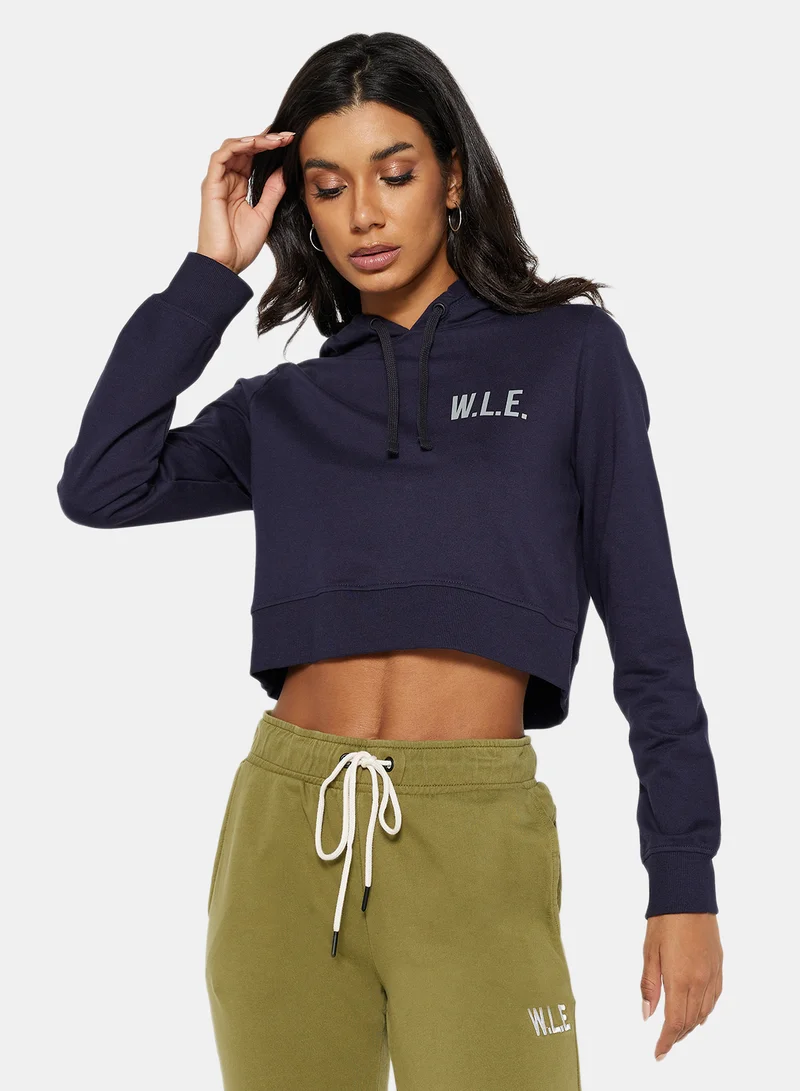 Sivvi x D'Atelier Eco-Friendly Logo Loungewear Cropped Hoodie Night Sky