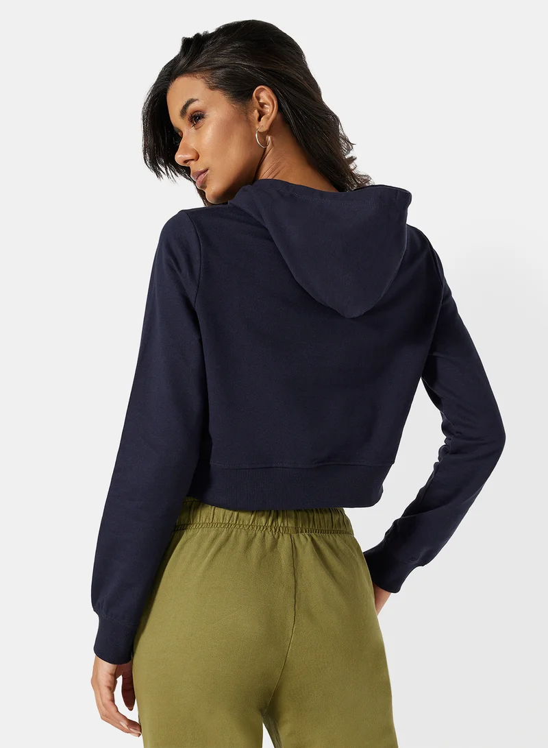 Sivvi x D'Atelier Eco-Friendly Logo Loungewear Cropped Hoodie Night Sky