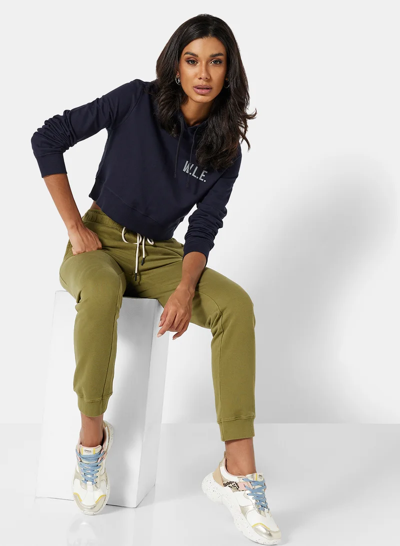 Sivvi x D'Atelier Eco-Friendly Logo Loungewear Cropped Hoodie Night Sky