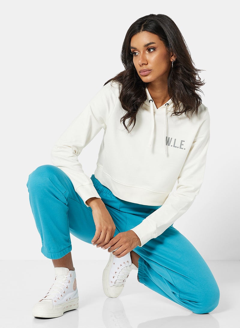 Sivvi x D'Atelier - Eco-Friendly Logo Loungewear Cropped Hoodie Off White - Image 1