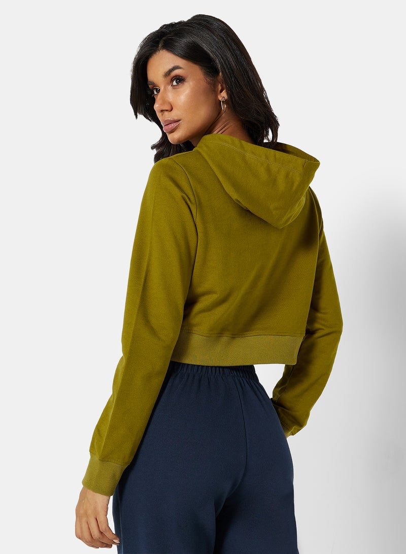 Sivvi x D'Atelier - Eco-Friendly Logo Loungewear Cropped Hoodie Khaki - Image 1