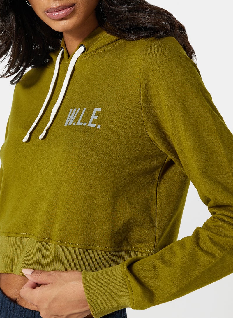 Sivvi x D'Atelier - Eco-Friendly Logo Loungewear Cropped Hoodie Khaki - Image 1