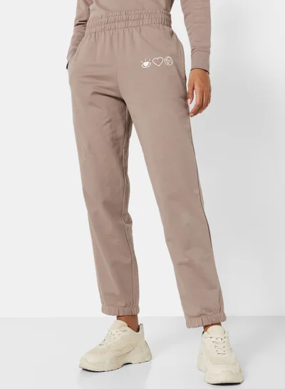 Sivvi x D'Atelier Eco-Friendly Logo Loungewear Sweatpants Taupe