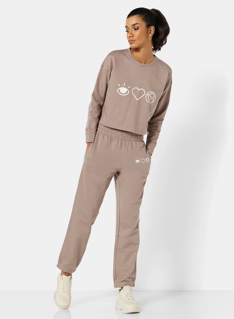 Sivvi x D'Atelier Eco-Friendly Logo Loungewear Sweatpants Taupe
