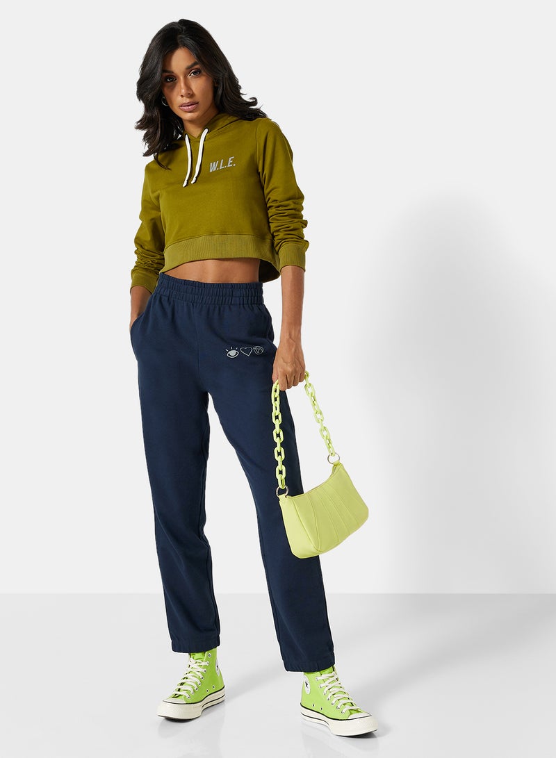 Sivvi x D'Atelier - Eco-Friendly Logo Loungewear Cropped Hoodie Khaki - Image 1