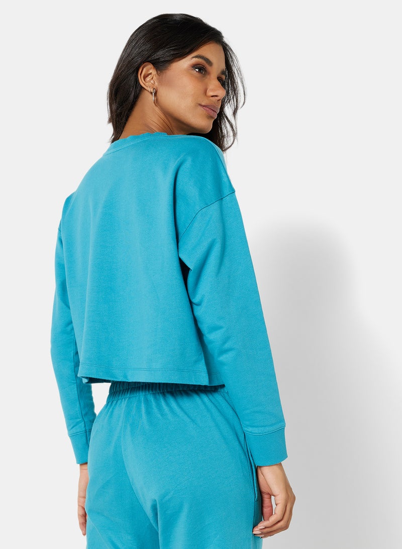 Sivvi x D'Atelier - Eco-Friendly Graphic Long Sleeve Loungewear T-Shirt Pagoda Blue - Image 1
