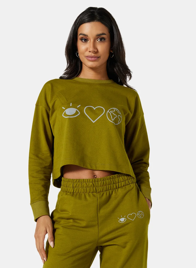 سيفي x دي‘اتيلير Eco-Friendly Graphic Long Sleeve Loungewear T-Shirt