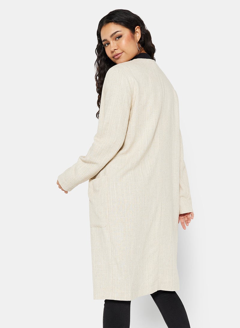 KOTON Long Sleeve Button Detailed Trench Coat Beige  - Image 2