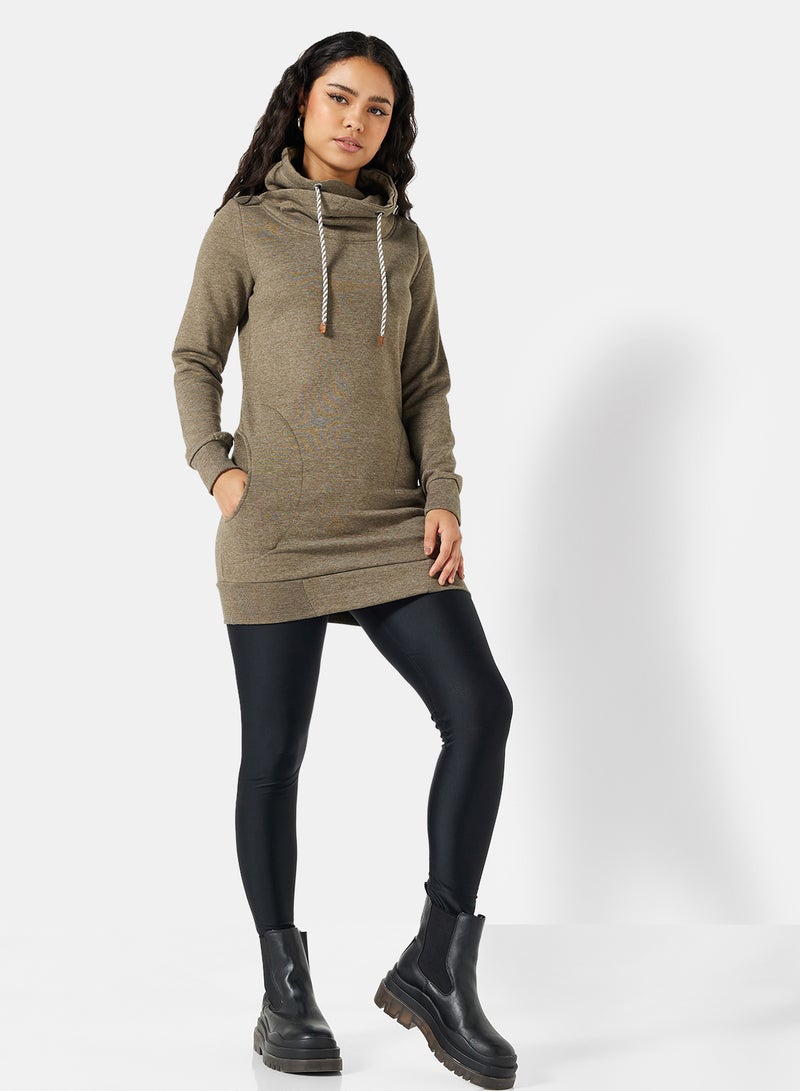 ONLY - Essential Longline Hoodie Green - Image 1