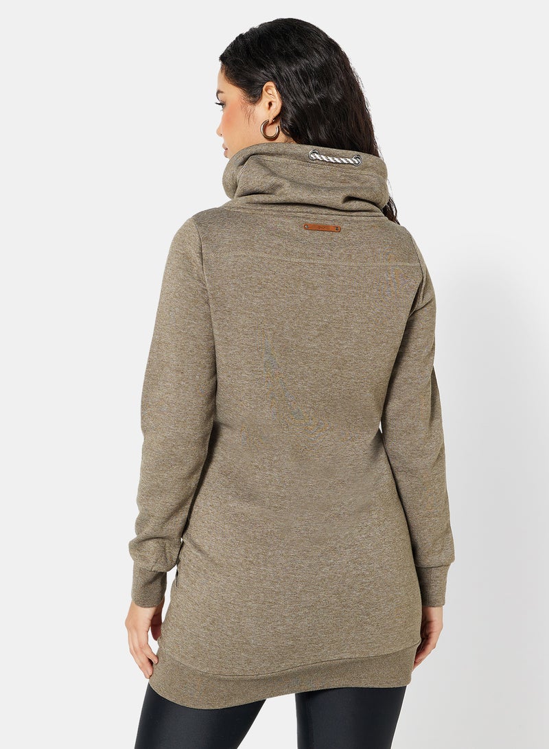ONLY - Essential Longline Hoodie Green - Image 1
