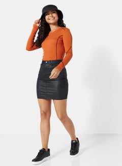 NA-KD Contrast Stitch Top Terracotta  - Image 4