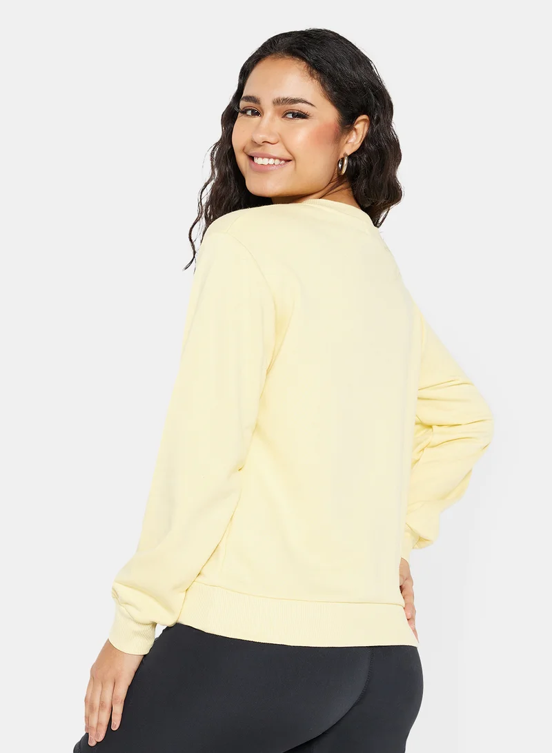 NA-KD Basic Sweatshirt Yellow