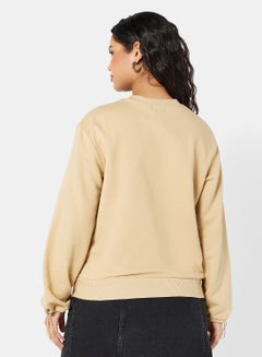NA-KD Basic Sweatshirt Beige  - Image 2