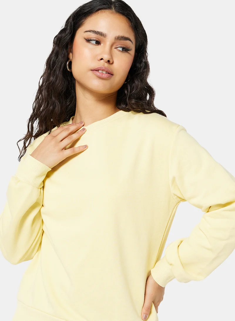 NA-KD Basic Sweatshirt Yellow