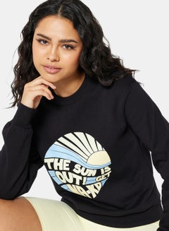 NA-KD Graphic Printed Sweatshirt Black  - Image 3