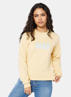 NA-KD Graphic Printed Sweatshirt Yellow  - Image 1