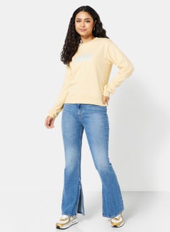 NA-KD Graphic Printed Sweatshirt Yellow  - Image 4
