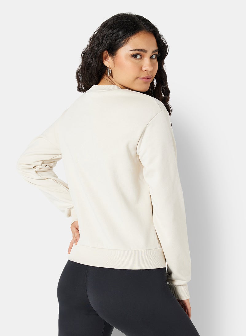 NA-KD - Graphic Printed Sweatshirt Beige - Image 1