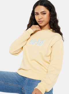 NA-KD Graphic Printed Sweatshirt Yellow  - Image 3