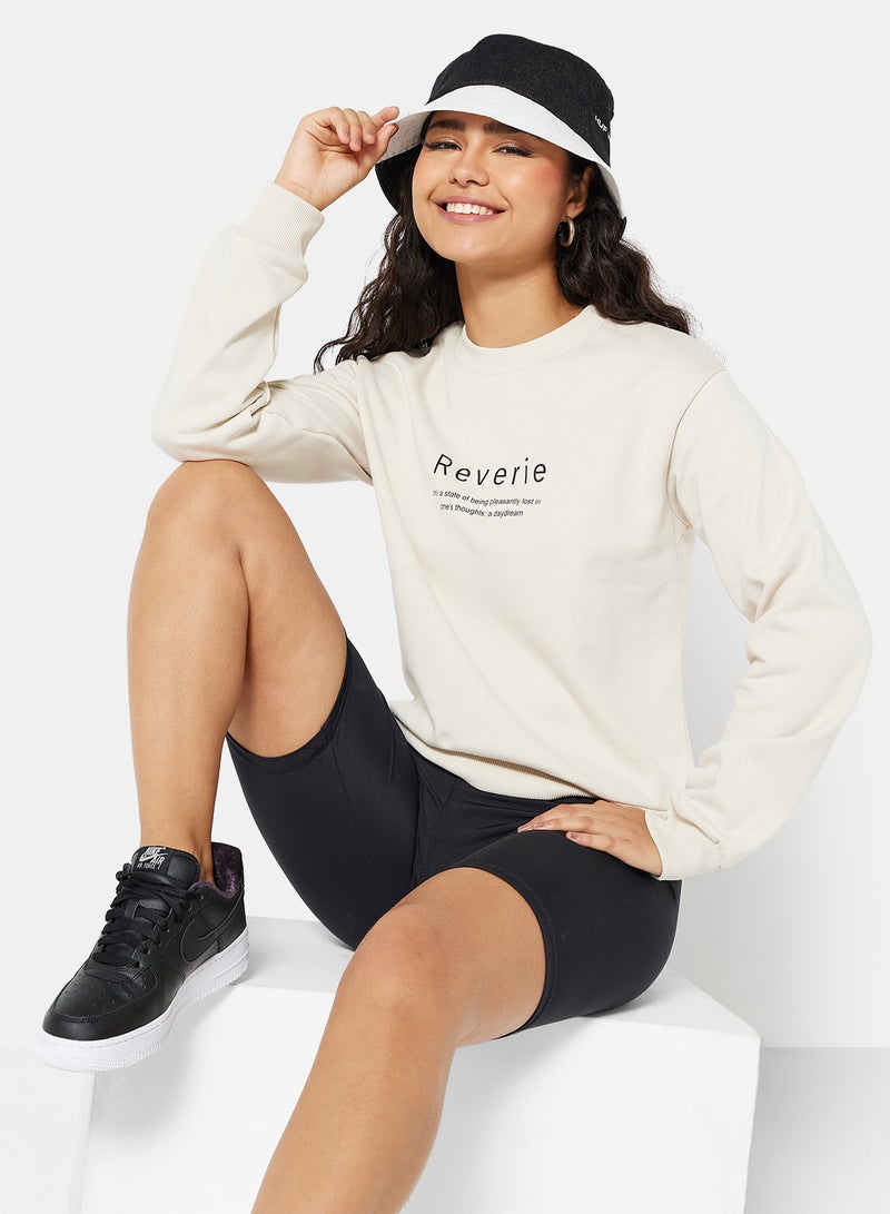 NA-KD - Graphic Printed Sweatshirt Beige - Image 1