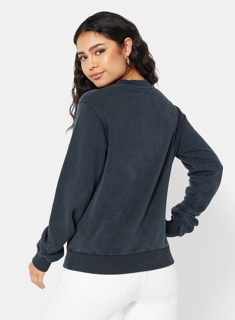 NA-KD - Graphic Printed Sweatshirt Black - Image 1