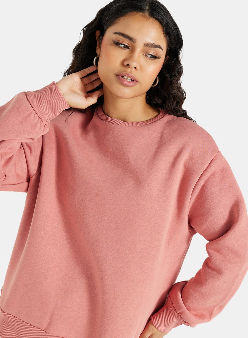 NA-KD - Long Sleeve Sweatshirt Dusty Pink - Image 1