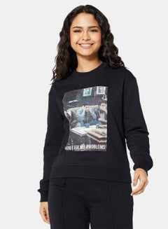 NA-KD FRIENDS Graphic Print Sweatshirt Black  - Image 1