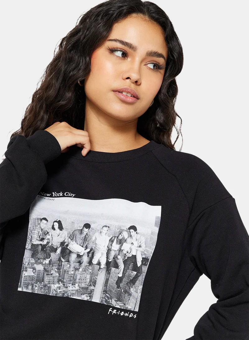 NA-KD FRIENDS Graphic Sweatshirt Black
