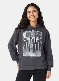 NA-KD Oversized FRIENDS Printed Hoodie Grey  - Image 1
