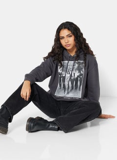 NA-KD Oversized FRIENDS Printed Hoodie Grey  - Image 4