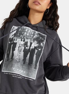 NA-KD Oversized FRIENDS Printed Hoodie Grey  - Image 3