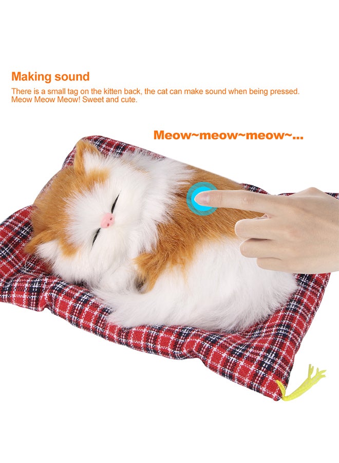 Mini Lovely Simulation Animal Doll Plush Sleeping Cats with Sound Kids Toy  - Image 5