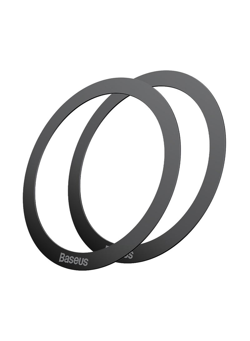 Baseus - 2 Pieces Halo Series Magnetic Metal Ring Ultra Thin Compatible with MagSafe, Qi-Enabled Devices Compatible for iPhone 14/14 Pro/13/13 Pro/13 Mini/13 Pro Max/12 and Andriod Wireless Charging Devices Black - Image 1
