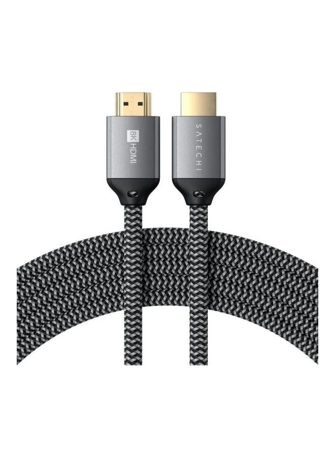 SATECHI 8K Ultra High Speed HDMI Cable 2M Braided Nylon 24K Gold Plated Connector Black - Image 1