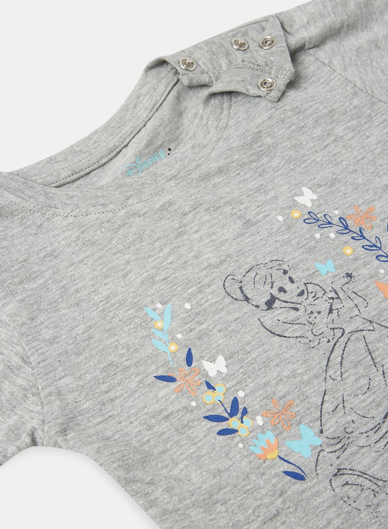 Crew Neck Printed T-Shirt For Baby Girls Grey Melange - v1664801071/N48595495V_3