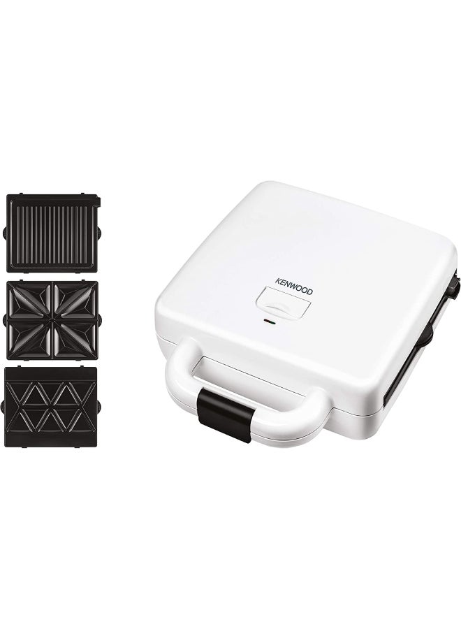 KENWOOD - Sandwich Maker, 3 in 1, Grill, Waffle, 180 Degree Hinge, 3 Non Stick Plates, 4 Slots 1300 W SMP94.C0WH White - Image 1