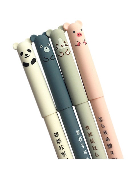 4-Piece Animal Pattern Erasable Gel Pen Blue