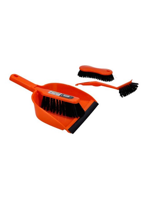 4 Piece Cleaning Brush With Dust Pan Set Assorted Grey/Green