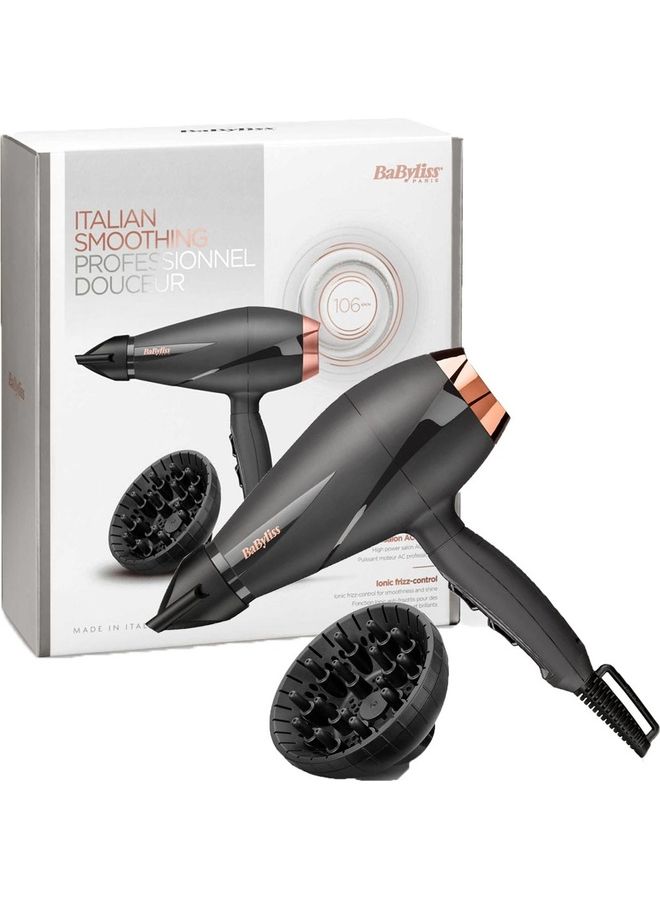 babyliss Smooth Pro 6709U 2100W Professional Salon Ionic Hair Dryer With Curler Attachment For Men & Women  - Image 1