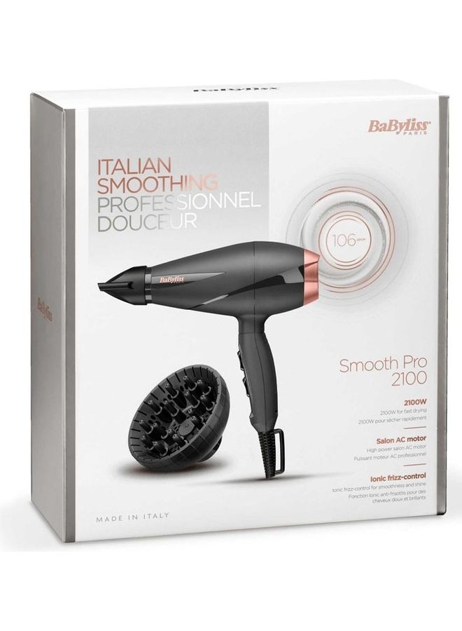 babyliss Smooth Pro 6709U 2100W Professional Salon Ionic Hair Dryer With Curler Attachment For Men & Women  - Image 5