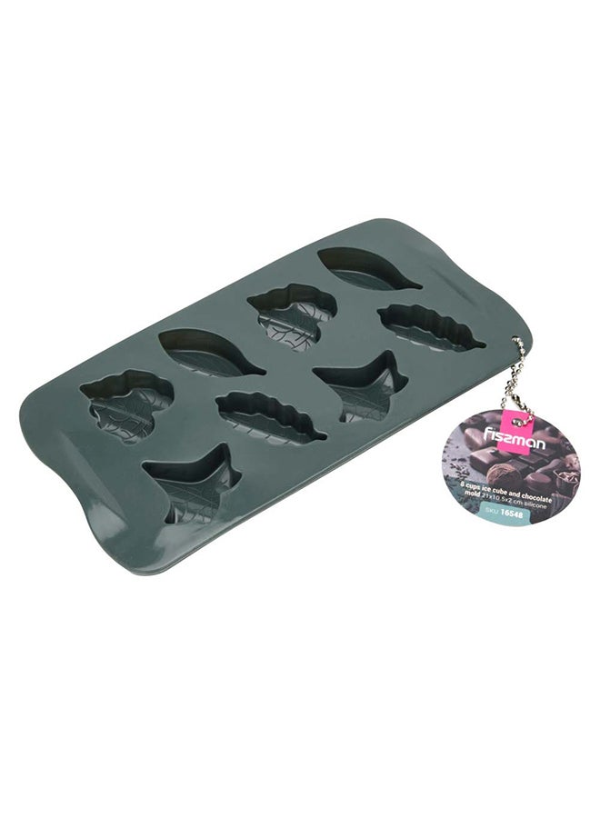 فيسمان قالب رائع لتشكيل التشوكليت بتصميم أوراق ومن 8 أحياز رمادي 21x10.5x2سم - Image 3