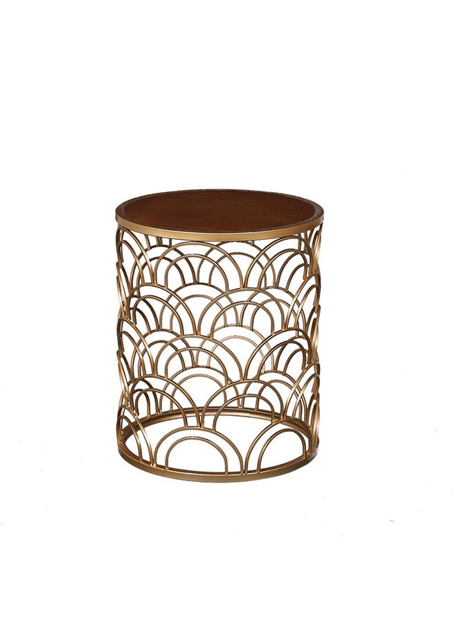 DANUBE HOME Lorcan End Table Multifunctional Living Room Small Desk Space Saving Round Side Table For Modern Home Veneer/Golden 45x45x54cm  - Image 5