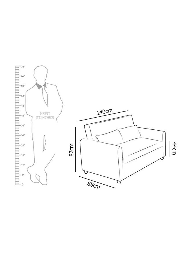 DANUBE HOME Alpha 2-Seater Fabric Sofabed Grey 140x87.5x86cm - Image 4