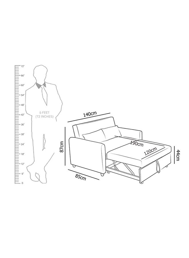 DANUBE HOME Alpha 2-Seater Fabric Sofabed Dark Grey 140x87.5x86cm  - Image 3