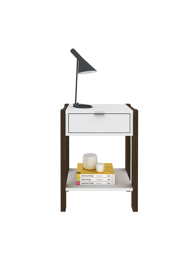 DANUBE HOME Tarsus Night Stand White/Walnut 35.5x41x54.5cm  - Image 3