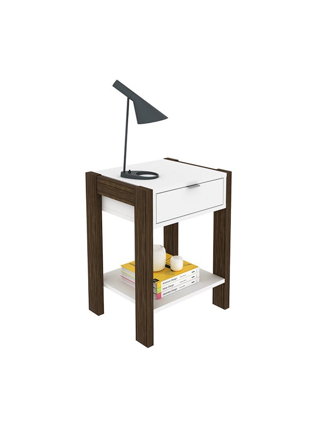 DANUBE HOME Tarsus Night Stand White/Walnut 35.5x41x54.5cm  - Image 4